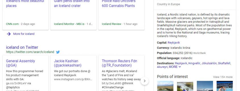 Google search engine result page